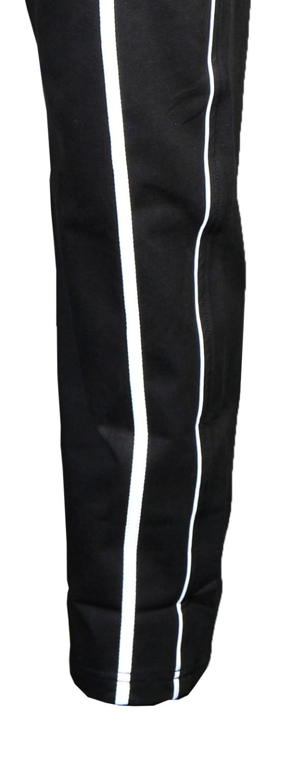 Cotton jogger pants loose fit for men in black color with white strip zoom in 2