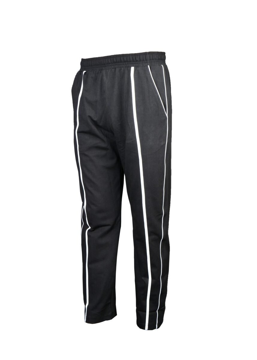 Cotton jogger pants loose fit for men in black color with white strip