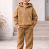 waffle knit kids tracksuit cotton blend lounge set