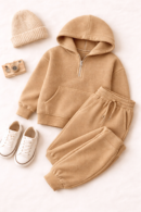 waffle knit kids tracksuit cotton blend lounge set