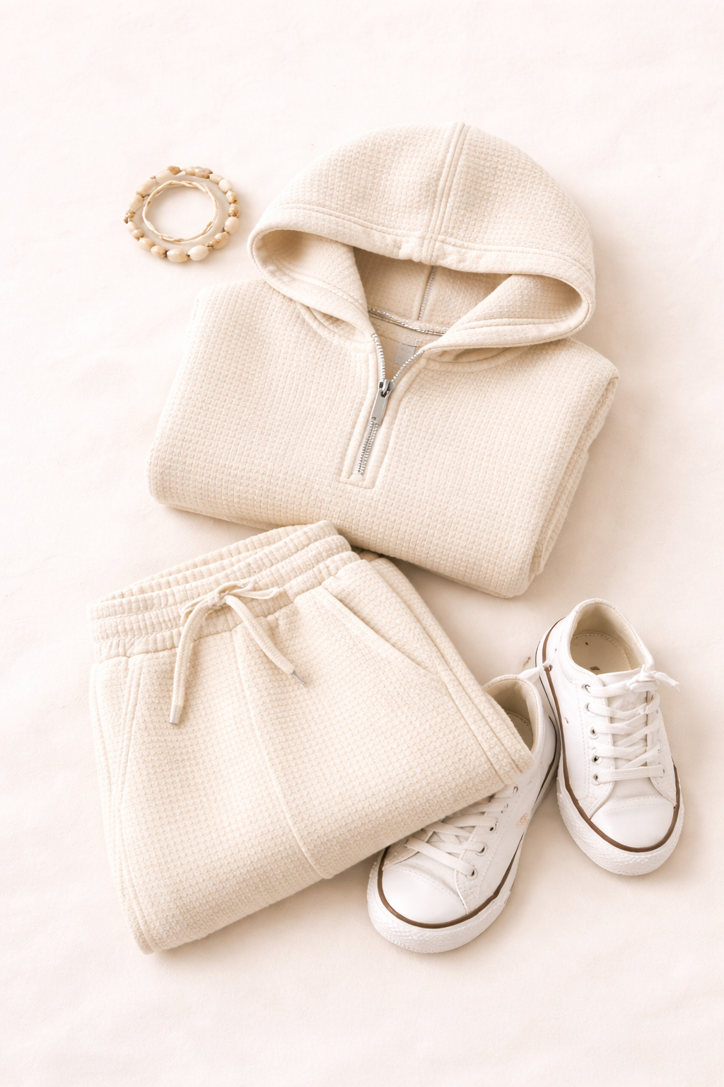 waffle knit kids tracksuit cotton blend lounge set