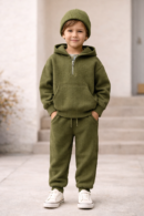 Waffle Knit Kids Tracksuit - Cotton Blend Lounge Set